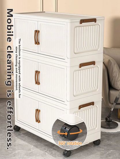 Folding Storage Cabinet Multi-Scene Storage Cabinet Wall-Mounted Kitchen Bathroom Bedroom Living Room Organizer