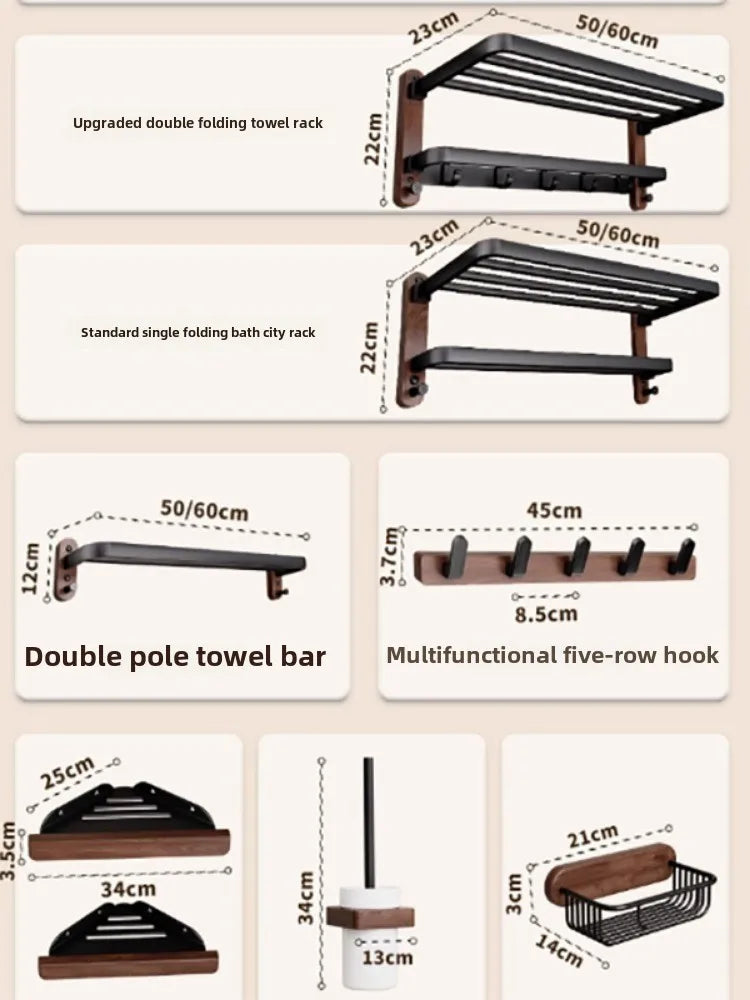 Bathroom Towel Storage Rack Nordic Walnut Toilet Pendant Bathroom Waterproof Hardware Home Decor Luxury Organizer Accessories