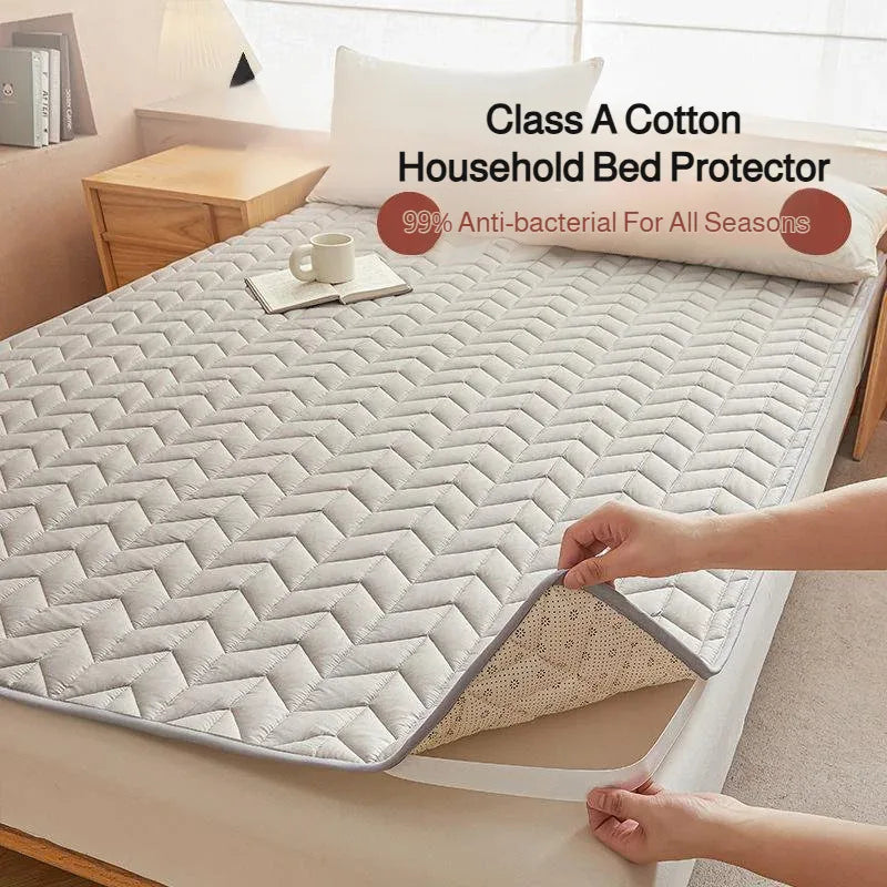 Thin Mattress Protector Slip-Resistant Cotton Bedding Cover Dirt-Proof Soft Pad for Home Dorm Bed Topper