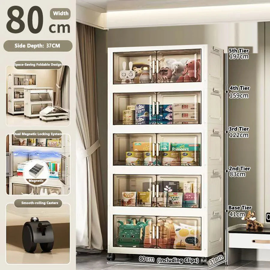 Multi-specification Large Capacity Storage Cabinet with Open Door Multifunction Foldable Closet Organizer Sundries Cabinet