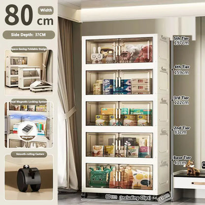 Multi-specification Large Capacity Storage Cabinet with Open Door Multifunction Foldable Closet Organizer Sundries Cabinet