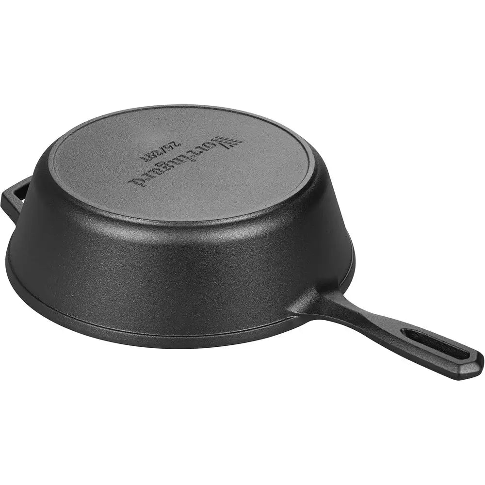 Cast Iron Double Dutch Oven Pot with Skillet Lid, Bread Baking, Outdoor, Campfire Cooking, 3 Quart
