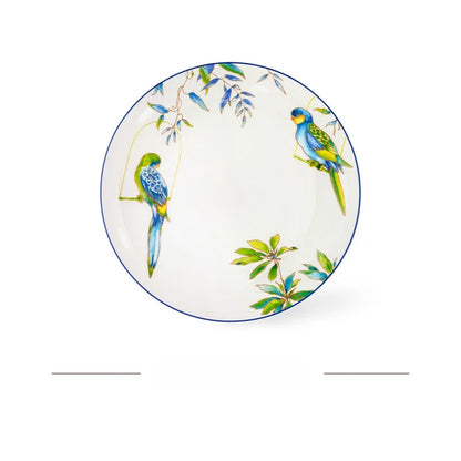 Miroco Luxury Porcelain Dinnerware Set Parrot Pattern Ele round Di Deep cm for Adult Home Use High Quali Bone China