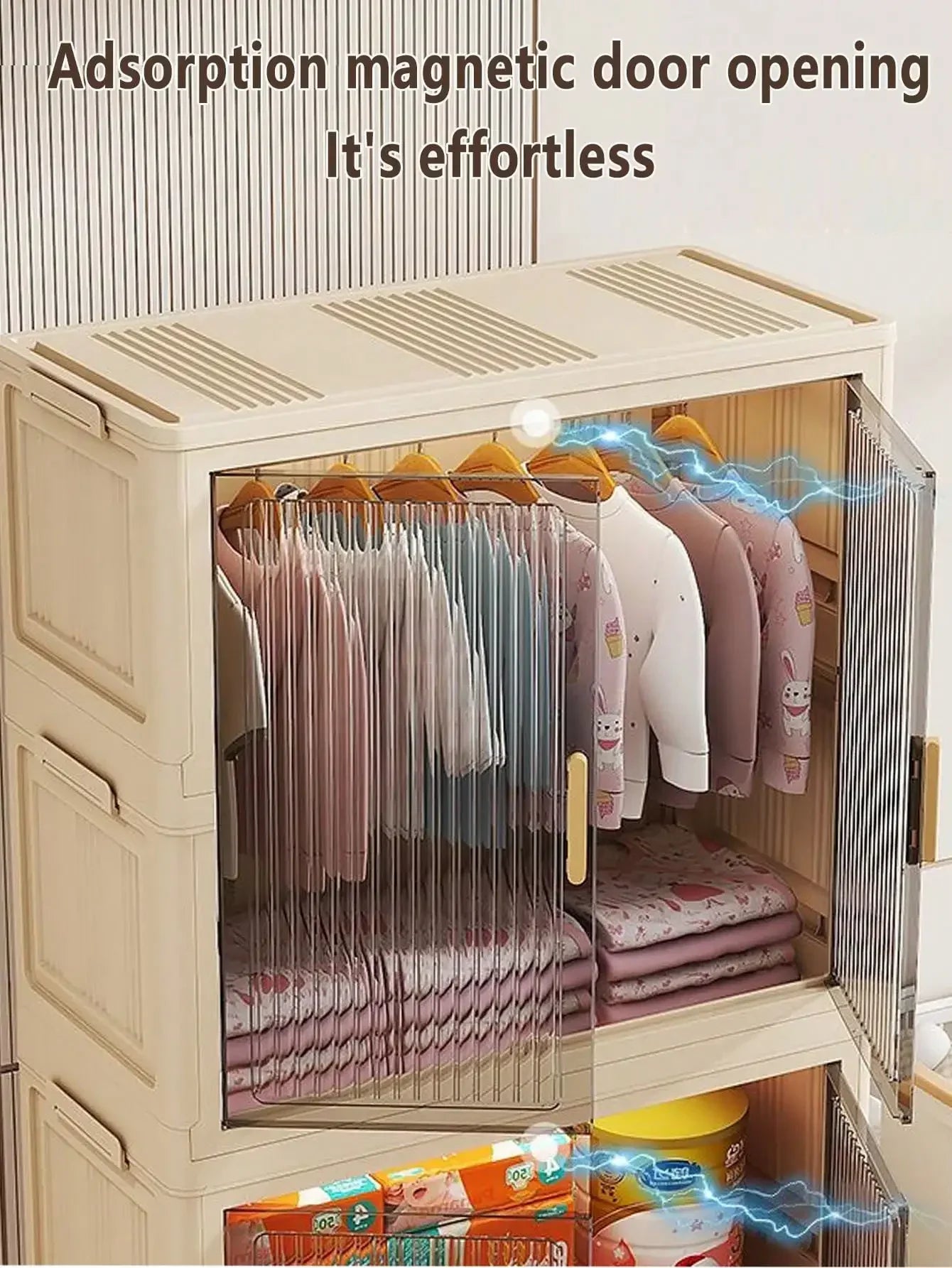 Large Capacity Multifunction Storage Cabinet Dustproof Wardrobe Folding Home Organization Solution