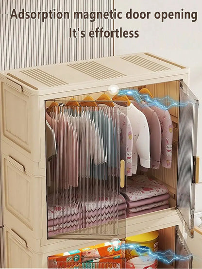 Large Capacity Multifunction Storage Cabinet Dustproof Wardrobe Folding Home Organization Solution