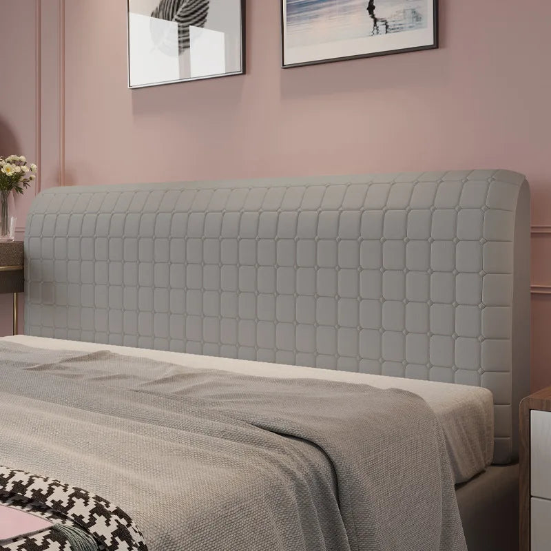 Solid Color Quilted Bed Headboard Cover All-inclusive Thicken Velvet Head Cover for Curvy Anti-dirt Bed Backrest Cover