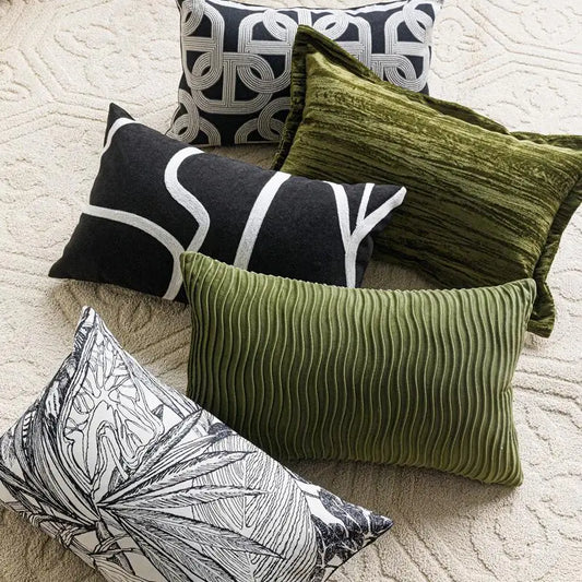 Modern Luxury Lumbar Pillow Cover 12x20in High Density Embroidered Jacquard Pillow Covers Decorative Home Decor for Sofa Bedroom