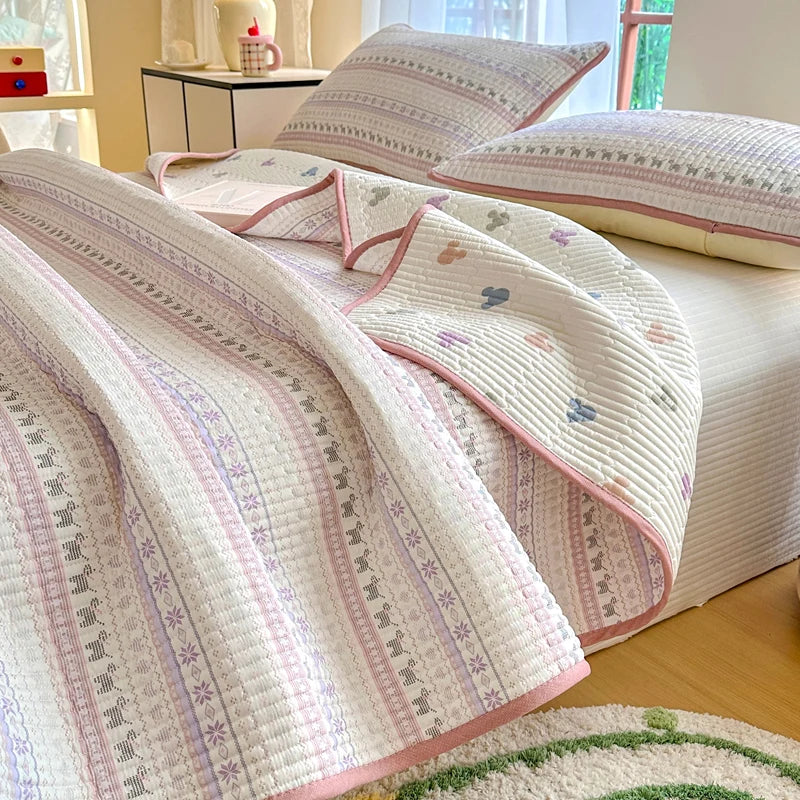 Bonenjoy 1pc Bedspread 100% Cotton Bed Cover Quilted Bed Linen Skin-friendly Bedsheet покрывало на кровать (No Pillowcase)