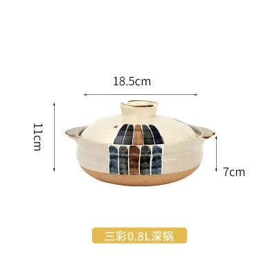 1 Pcs Ceramic Casserole Japanese Style Black Small Pot Clay Saucepan Home Kitchen Cookware Cooking Supplies Kitchen Pot Soup Pan