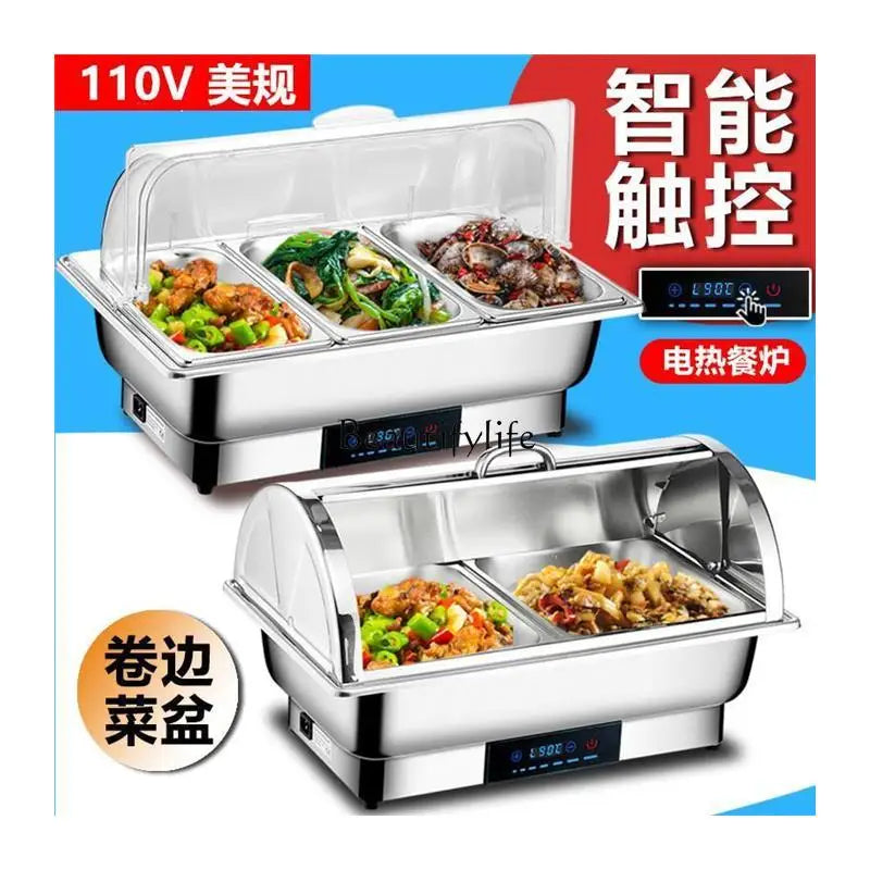 05110V US Stainless Steel Electric Heating Buffet Furnace Flap Square Furnace