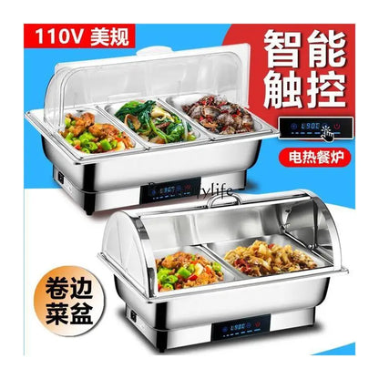 05110V US Stainless Steel Electric Heating Buffet Furnace Flap Square Furnace