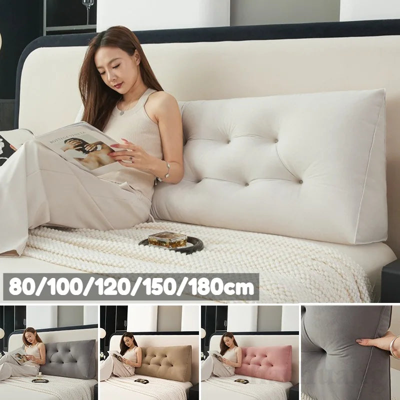 Large Triangular Wedge Pillow for Bed Sofa Backrest 80/120/180cm Pain Relief Support Foldable Storage Reading Headboard Cushion