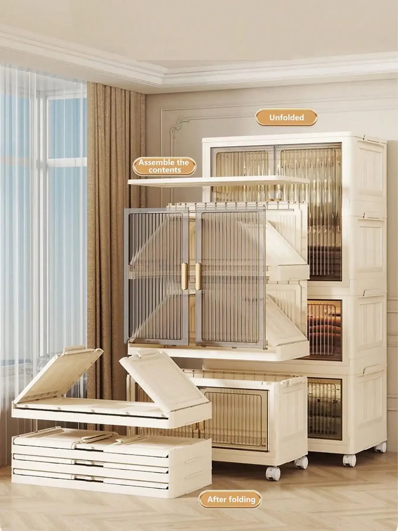 Large Capacity Multifunction Storage Cabinet Dustproof Wardrobe Folding Home Organization Solution