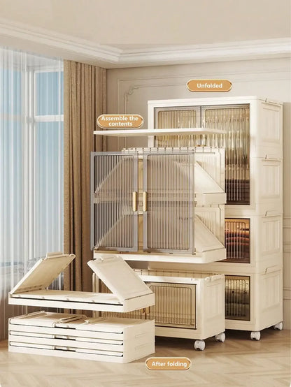 Large Capacity Multifunction Storage Cabinet Dustproof Wardrobe Folding Home Organization Solution