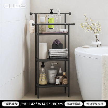 Floor-standing Bathroom Storage Rack Towel and Shower Organizer for Toilet and Bathtub Durable Bathroom Utility Shelf