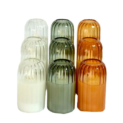 Flameless Candles with Remote, Set of 3 Glass Jar LED Candles  Φ 3" H 4" 5" 6", Candlelight for Home Fall Halloween Party Decor