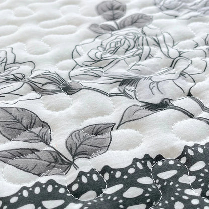 1pc Quilted Bedspread for Beds Thick Blanket with Lace Single/Queen/King Size Flower Printed Quilted Bed Cover Soft Bedspreads