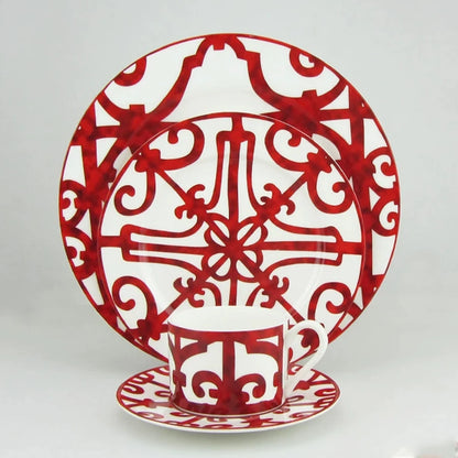 Bone China Plate set Hotel Restaurant Decoration, Household Steak plates Coffee cups & saucer Creativity window paper-cut Design