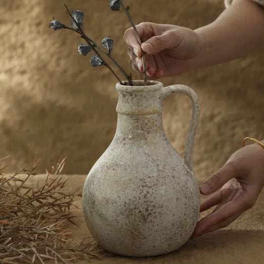 Ceramic Vase Vintage Handmade Flower Arrangement Home Decoration Accessories