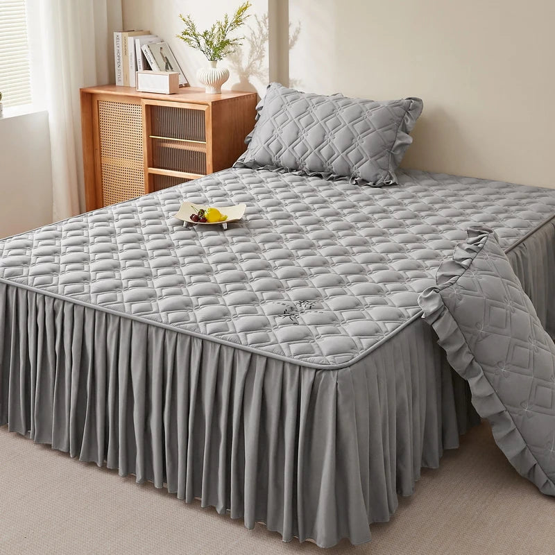 MissDeer 1pc Bed Skirt Thick Bedspread Solid Color Bed Cover Skin-friendly Bed Linen Home Bedsheet falda de cama (No Pillowcase)