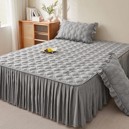 MissDeer 1pc Bed Skirt Thick Bedspread Solid Color Bed Cover Skin-friendly Bed Linen Home Bedsheet falda de cama (No Pillowcase)