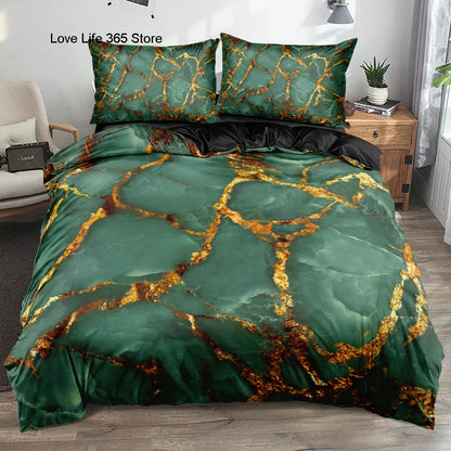 Classic 3D Marble Quilt Cover Set Bedding Sets Comforter Covers Pillowcases 3-Piece Duvet Cover Linens Bed 140x200 Bedspreads