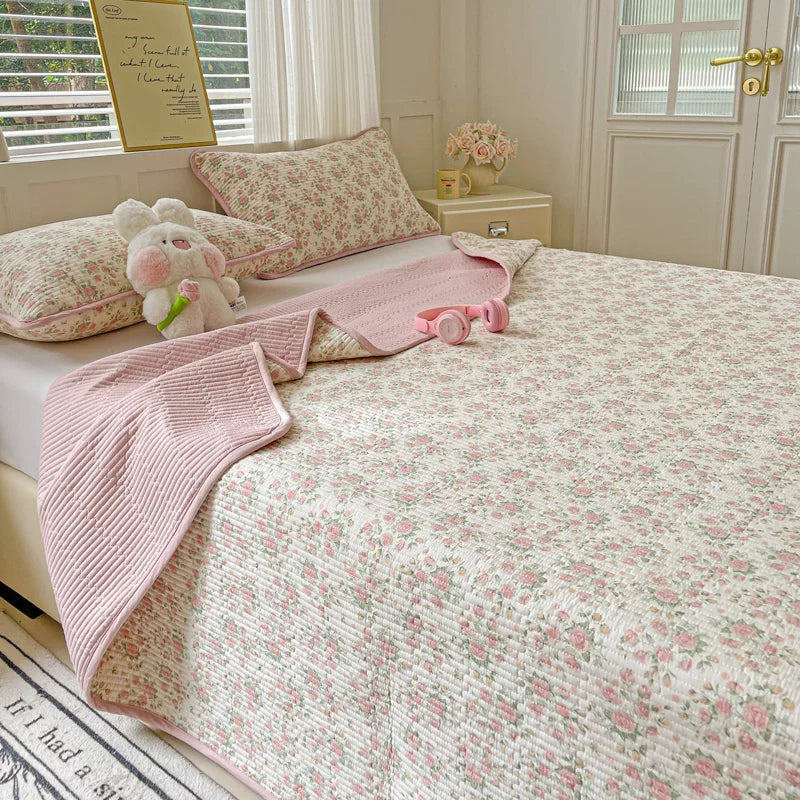 Floral Printed Bedspread for Beds Quilted Thick Blanket Bed Single/Double/Queen Bed Cover sabanas matrimoniales (No Pillowcase)
