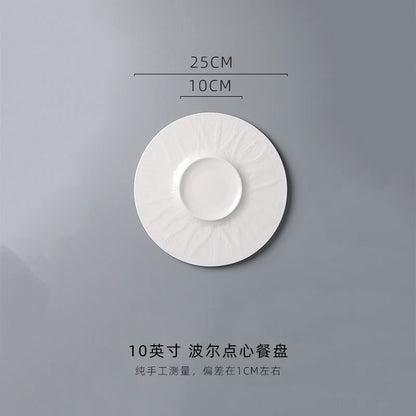 White Porcelain Western Steak Dinner Plate French Tableware Top-grade Home Kitchen Pasta Vegetable Round Plate Kitchen Plates