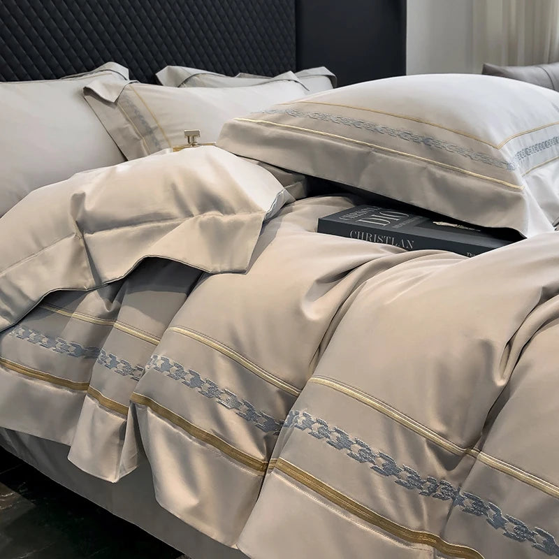 200s Long-Staple Cotton Four-Piece Set Pure Cotton 100% Cotton Bed Sheet Quilt Cover European-Style Luxury High-End Household