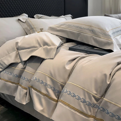 200s Long-Staple Cotton Four-Piece Set Pure Cotton 100% Cotton Bed Sheet Quilt Cover European-Style Luxury High-End Household