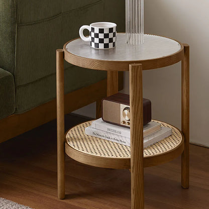 Glass Top Coffee Table Luxury Modern Aesthetic Elegant Side Table Decoratio Rattan Mesas De Centro Pra Sala Furniture Home