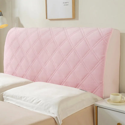 Solid Color Quilted Bed Headboard Cover All-inclusive Thicken Velvet Head Cover for Curvy Anti-dirt Bed Backrest Cover