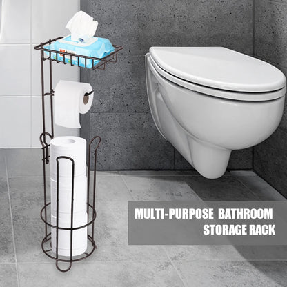 Bathroom Paper Roll Vertical Storage Basket Toilet Paper Holder Stainless Steel For Phone Tissue Multifunctional Storage Shelf
