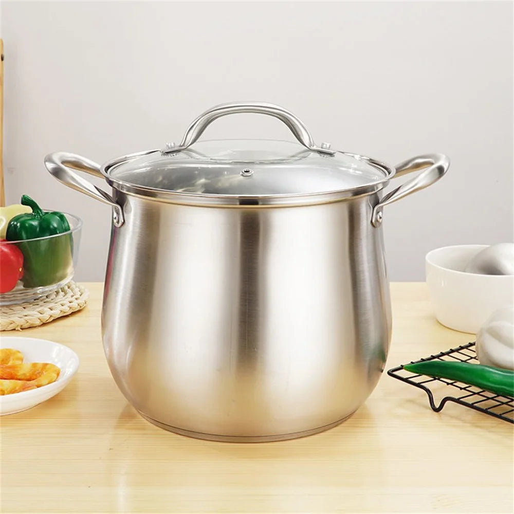1pc Stock Pot Silver Noodle Pan Outdoor Cooker Induction Hob Pan Cooking Utensil Ramen Hot Pot Cooking Pot Korean Hot Pot Oven P