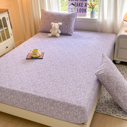 Floral Bed Sheets Set Fitted Sheet Non Slip Bedspread With Elastic Band Mattress Cover (With 1-2 Pillowcases) Double Bed Sheets