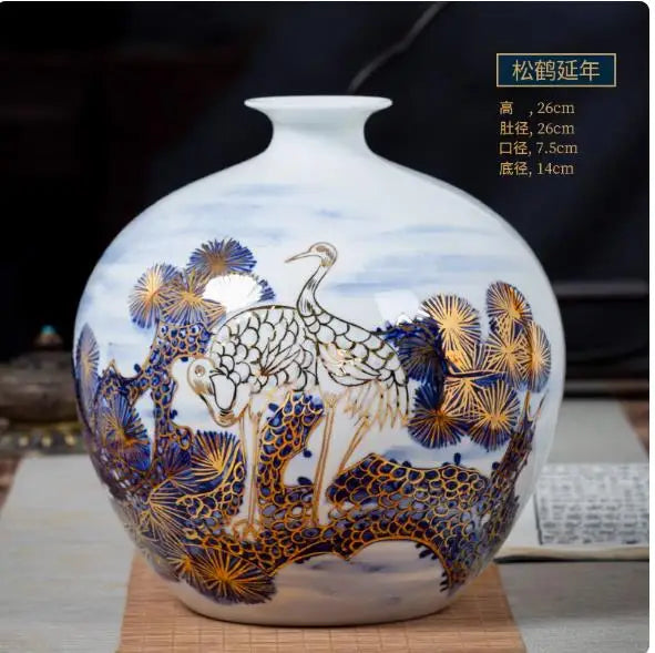 Vase ceramics underglaze color hand-painted plants high-end retro suitable home livingroom flower arrangement light luxury sense