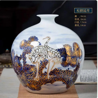 Vase ceramics underglaze color hand-painted plants high-end retro suitable home livingroom flower arrangement light luxury sense