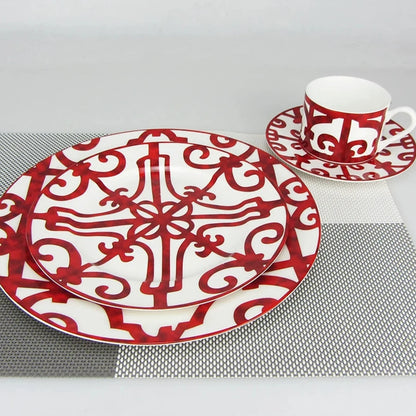 Bone China Plate set Hotel Restaurant Decoration, Household Steak plates Coffee cups & saucer Creativity window paper-cut Design