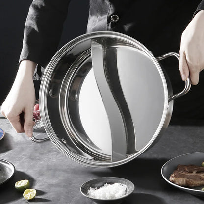Chinese Hot Pot 304 Stainless Steel Induction Cooker Gas Stove Compatibl Kitchen Cookware Soup Cooking Pot Twin Divided
