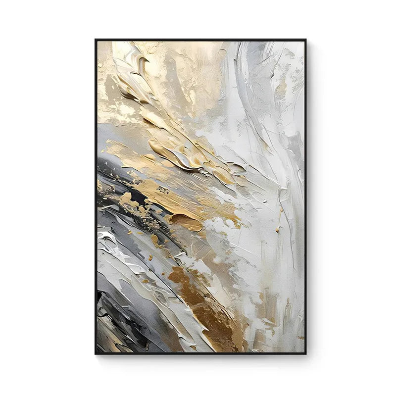 100% Hand Painted，Gold, Grey, Beige, Black ,Textured Painting, Acrylic Abstract Oil Painting, Wall Decor Living Room, Office Wal