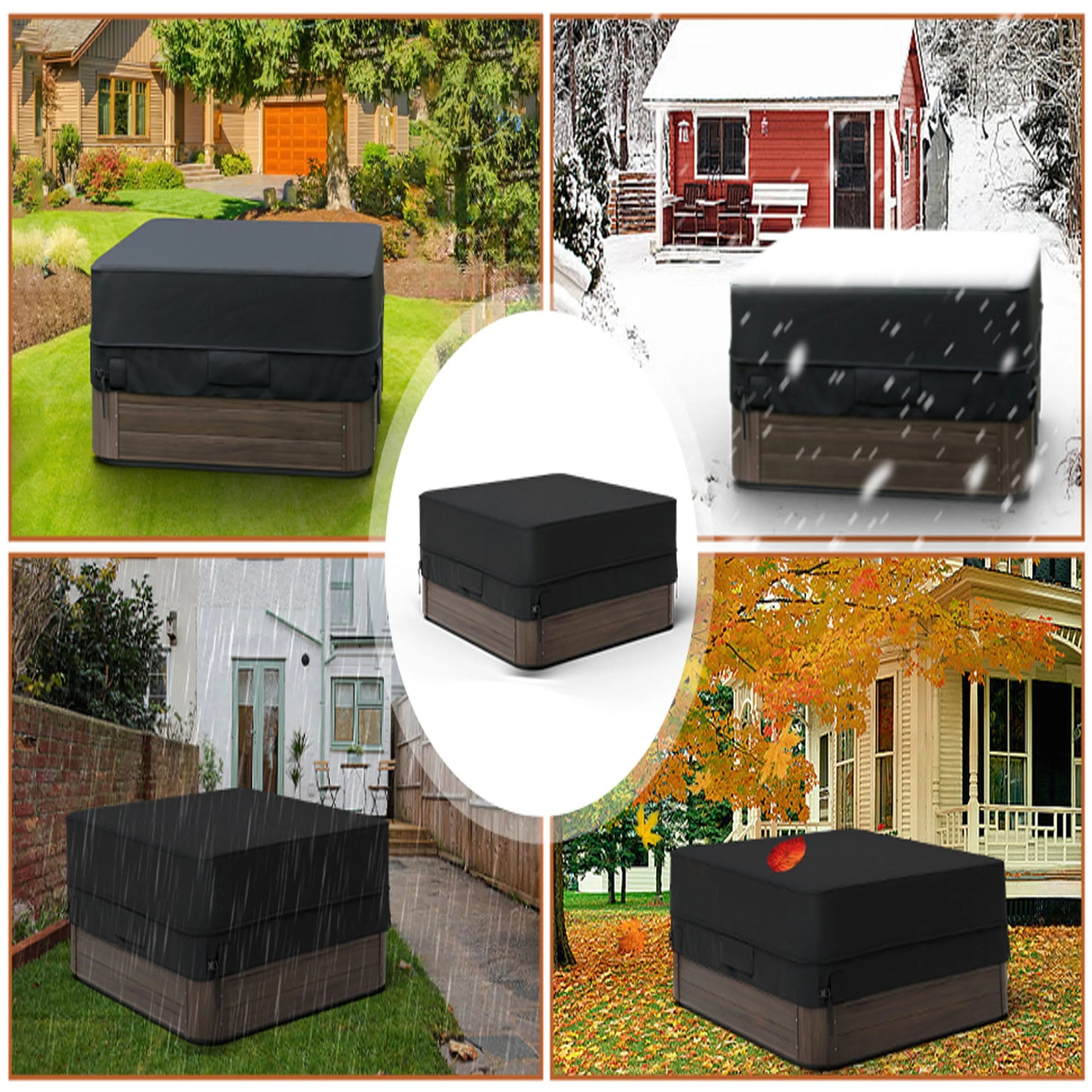 600D Oxford Hot Tub Dust Cover Cap swimming pool Waterproof Anti-UV Outdoor Warm Spa Hotspring Anti-Fall Leaves Snow Dust Cover