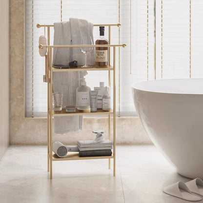 Floor-standing Bathroom Storage Rack Towel and Shower Organizer for Toilet and Bathtub Durable Bathroom Utility Shelf