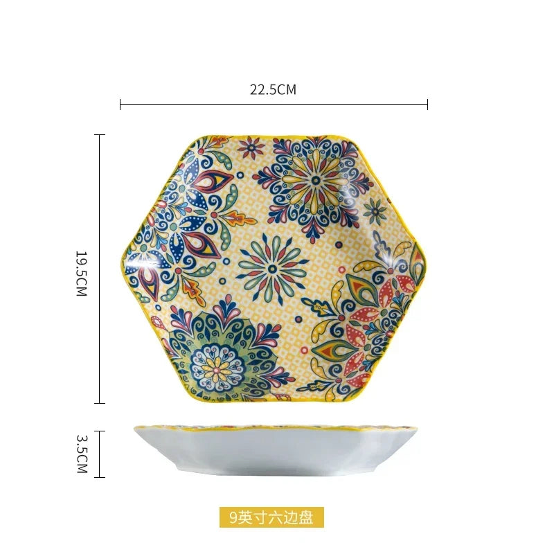 Ceramic Tableware Set Rice Bowl Serving Plate Creative Cutlery Soup Plate Noodle Handle Bowl Sauce Dish Steak Salad Fruit Plate