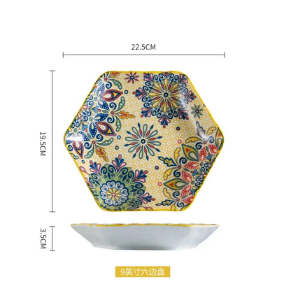 Ceramic Tableware Set Rice Bowl Serving Plate Creative Cutlery Soup Plate Noodle Handle Bowl Sauce Dish Steak Salad Fruit Plate