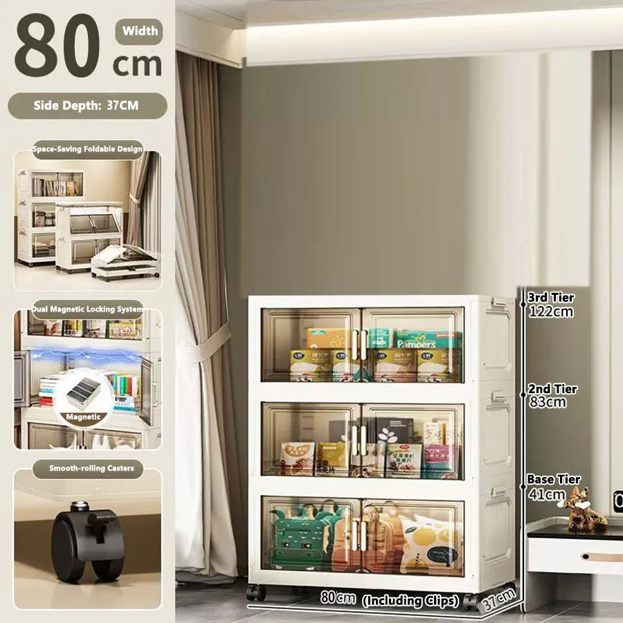 Multi-specification Large Capacity Storage Cabinet with Open Door Multifunction Foldable Closet Organizer Sundries Cabinet