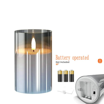 USB Rechargeable/Battery operated LED Glass Candle Remote controlled Pillar Candle Paraffin Wax 3D wick Home table Decor-Amber