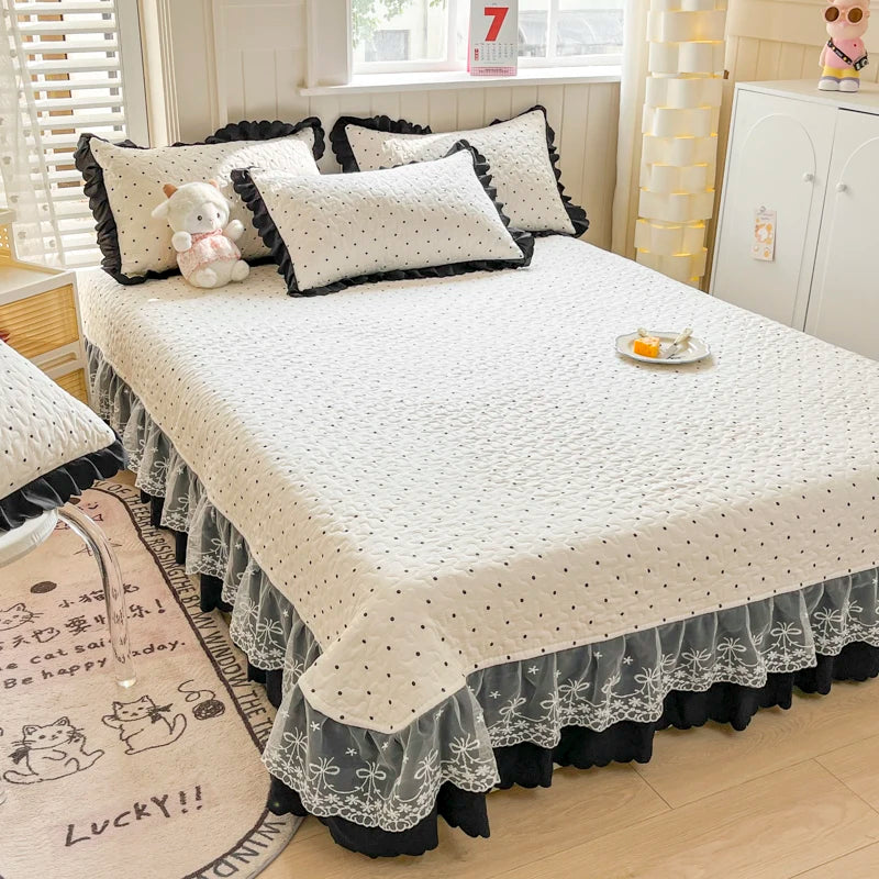 Bonenjoy Bedspread Floral Style Bed Linen Lace Bed Cover Quilted Bedsheet 250x260cm Bedspreads 침대커버 (Pillowcase Need Order)