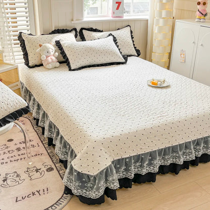 Bonenjoy Bedspread Floral Style Bed Linen Lace Bed Cover Quilted Bedsheet 250x260cm Bedspreads 침대커버 (Pillowcase Need Order)