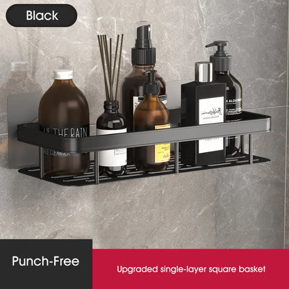 Bathroom Shelf No-drill Wall Mounted Shelves Shampoo Storage Rack Holder for Shower Square Aluminum Bath Organizer Accessories