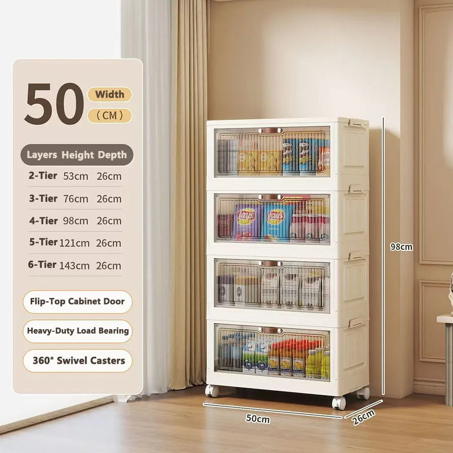 Transparent Foldable Storage Cabinet Large Capacity Refrigerator Storage Box Multi-Specification Multifunction Kitchen Organizer